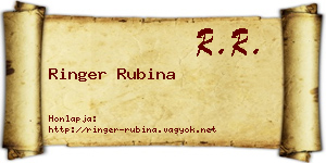 Ringer Rubina névjegykártya